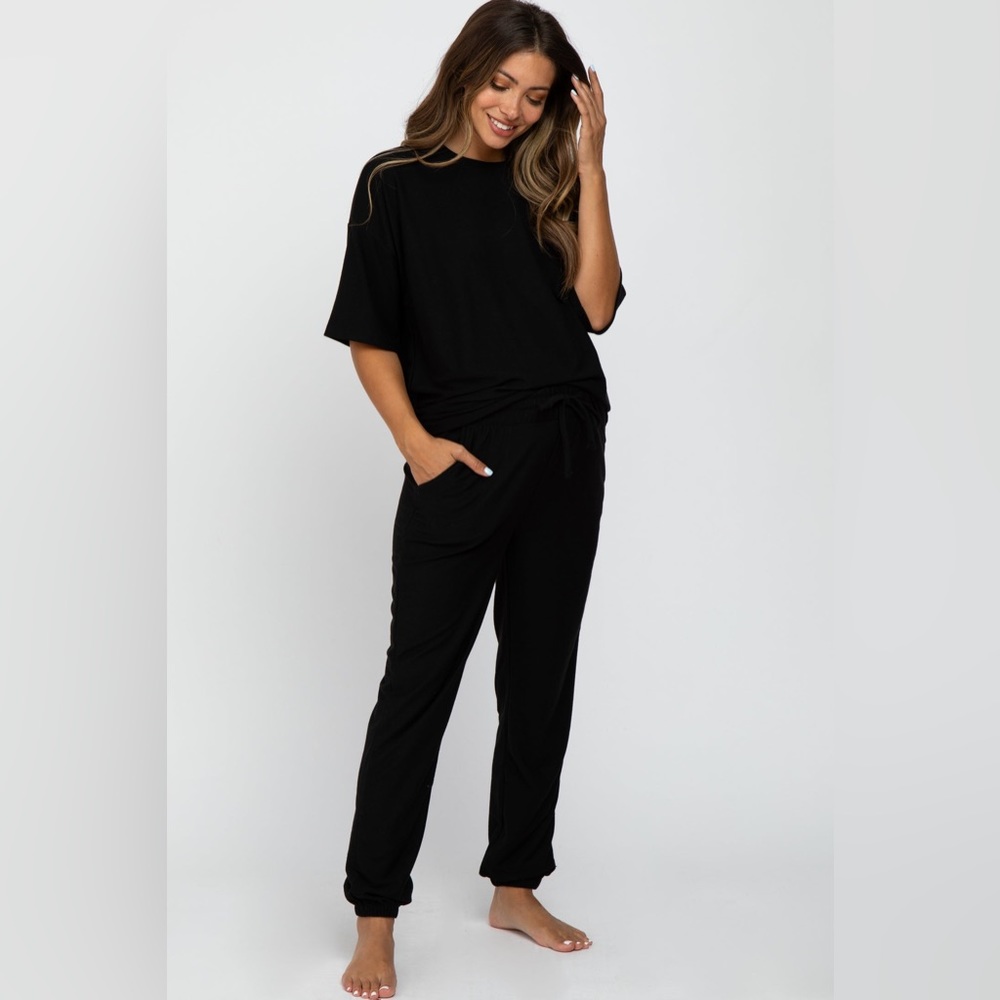 Black Jogger Maternity Lounge Set